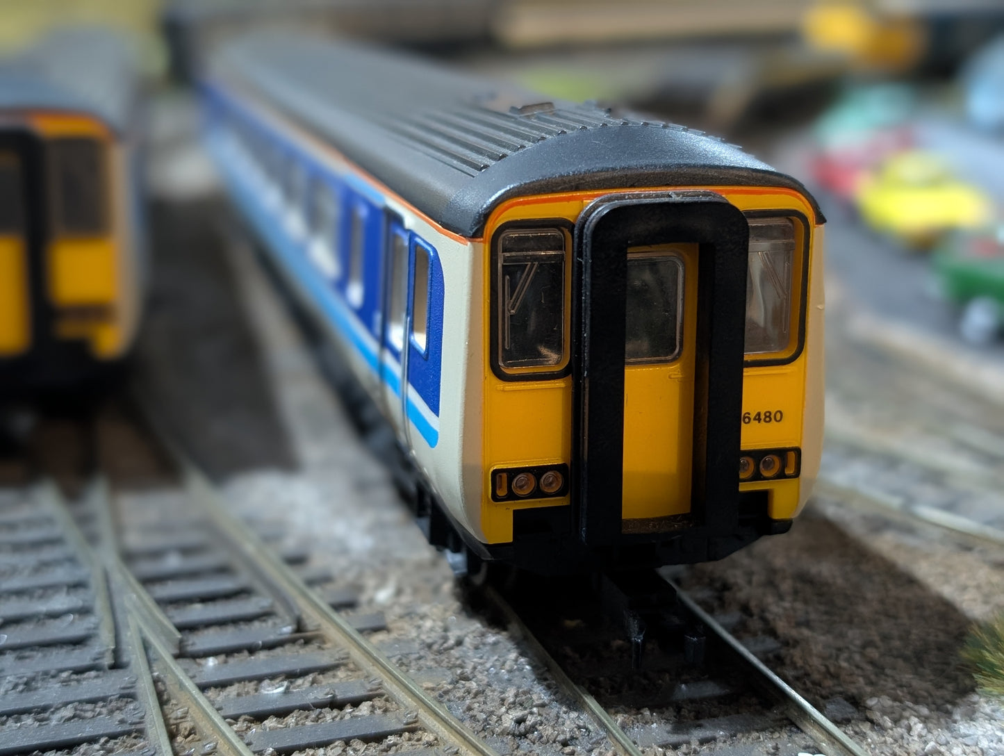 Pre-owned OO gauge Lima 2 car class 156 Super Sprinter DMU, British Rail Provincial Blue livery, unboxed.