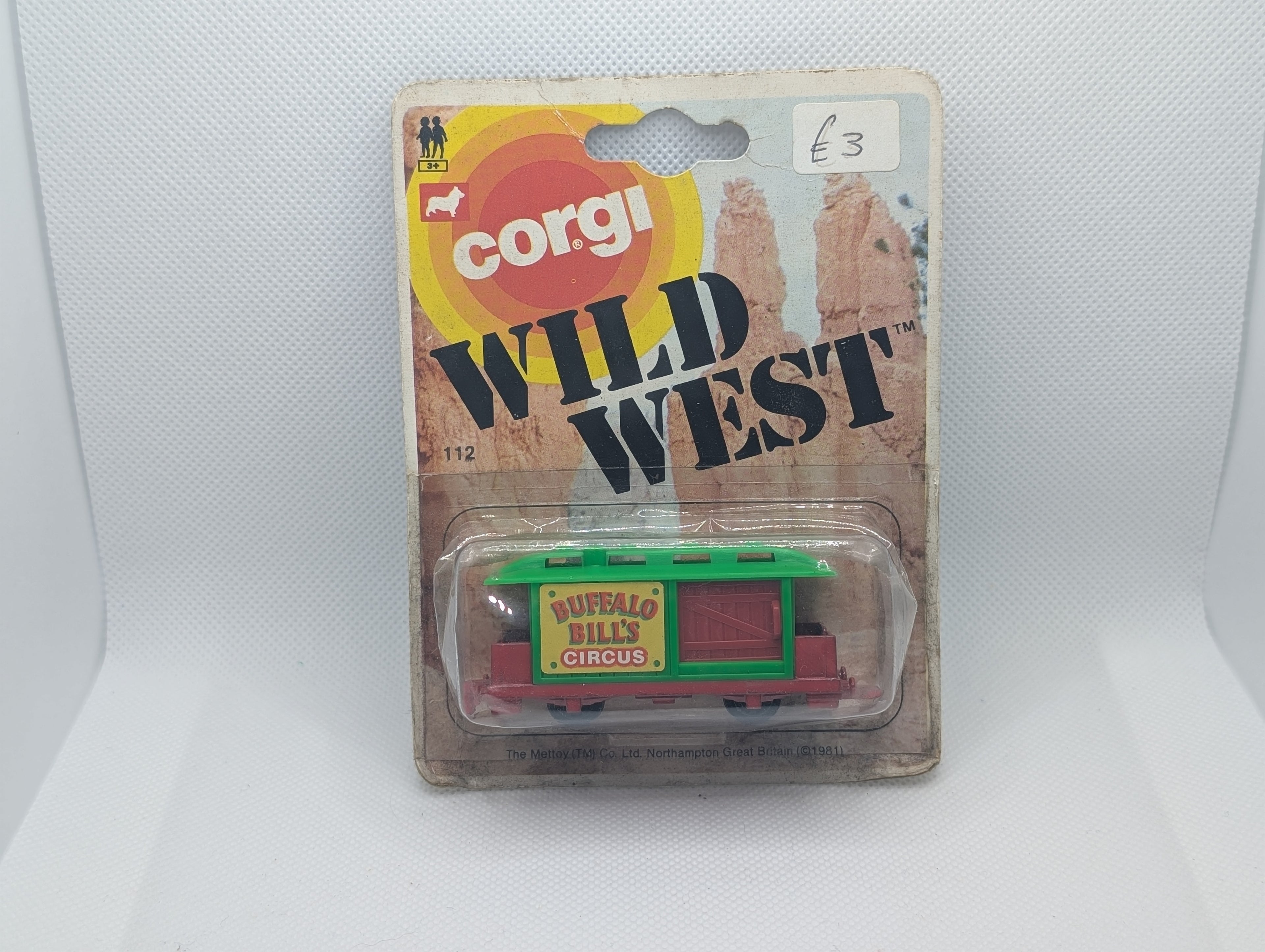 Vintage 1981 Corgi Juniors #112 Buffalo Bill’s Circus Railroad Wagon - Original Sealed Blister Pack