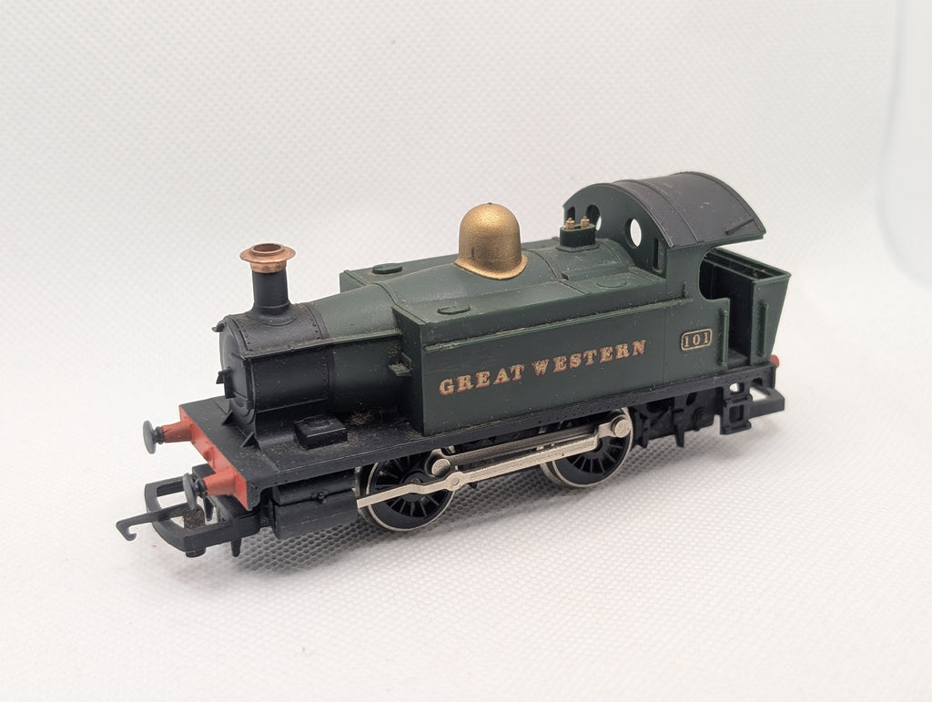 Hornby R077 OO Gauge GWR Class 101 0-4-0T Locomotive "Great Western" Green - Tested Runner (PRICED TO SELL, Missing 1 Buffer & Tender Coal, Unboxed)