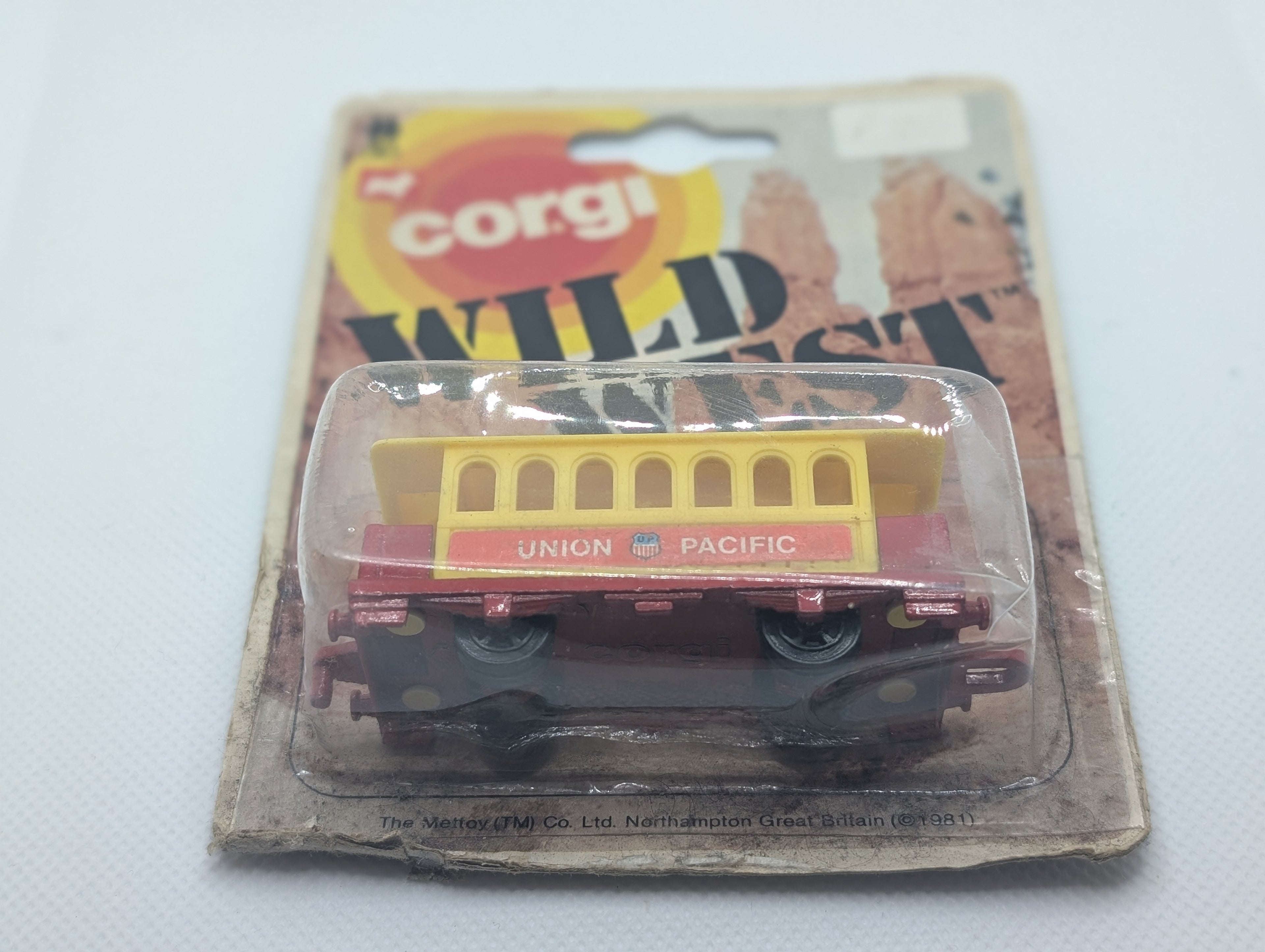 Vintage 1981 Corgi Juniors #111 Wild West Union Pacific Railroad Coach - Sealed in Original Blister Pack