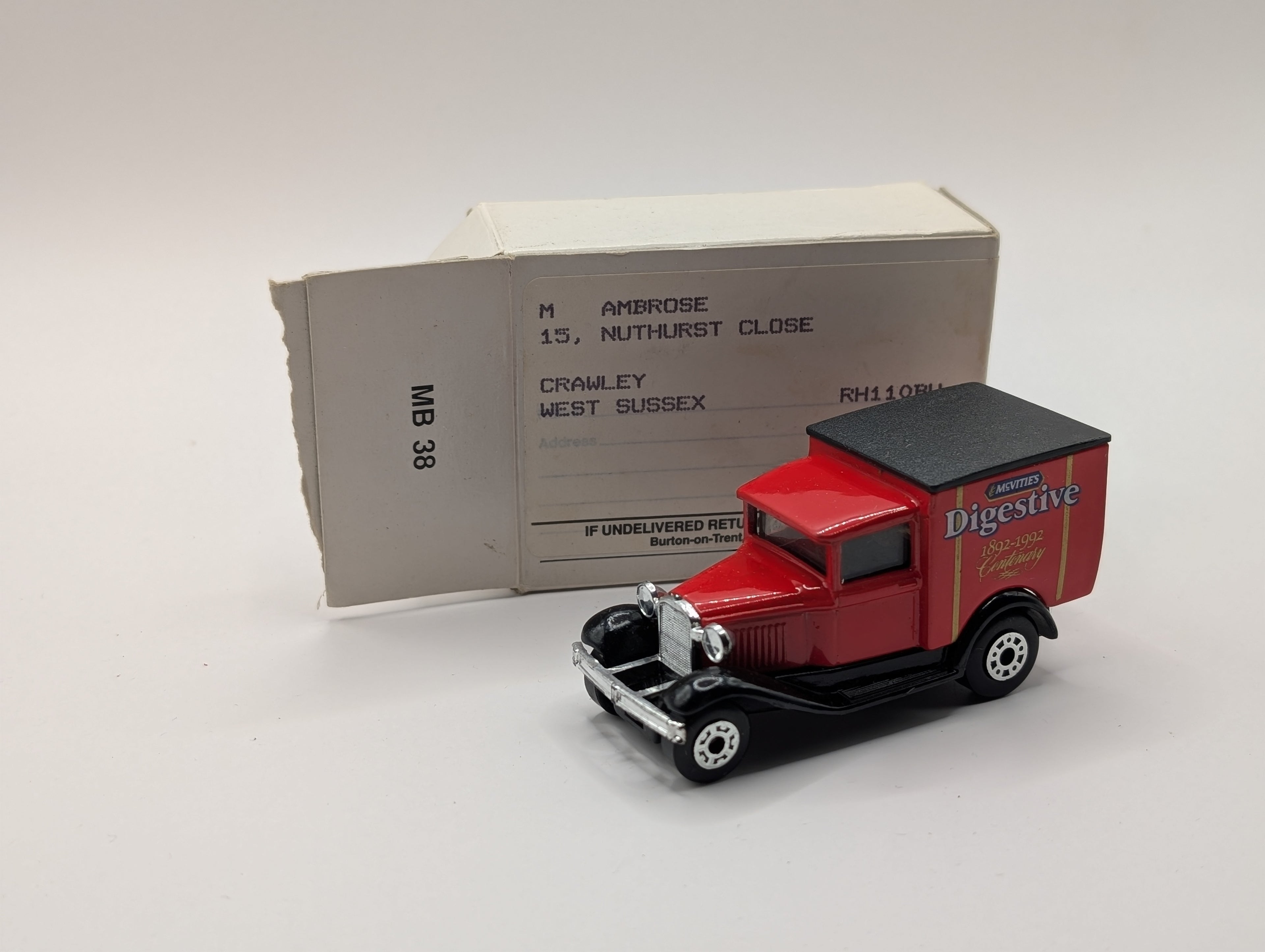 Matchbox MB-38 Ford Model A Van McVitie's Digestives 1892-1992 Centenary - In Original Mail Order Box