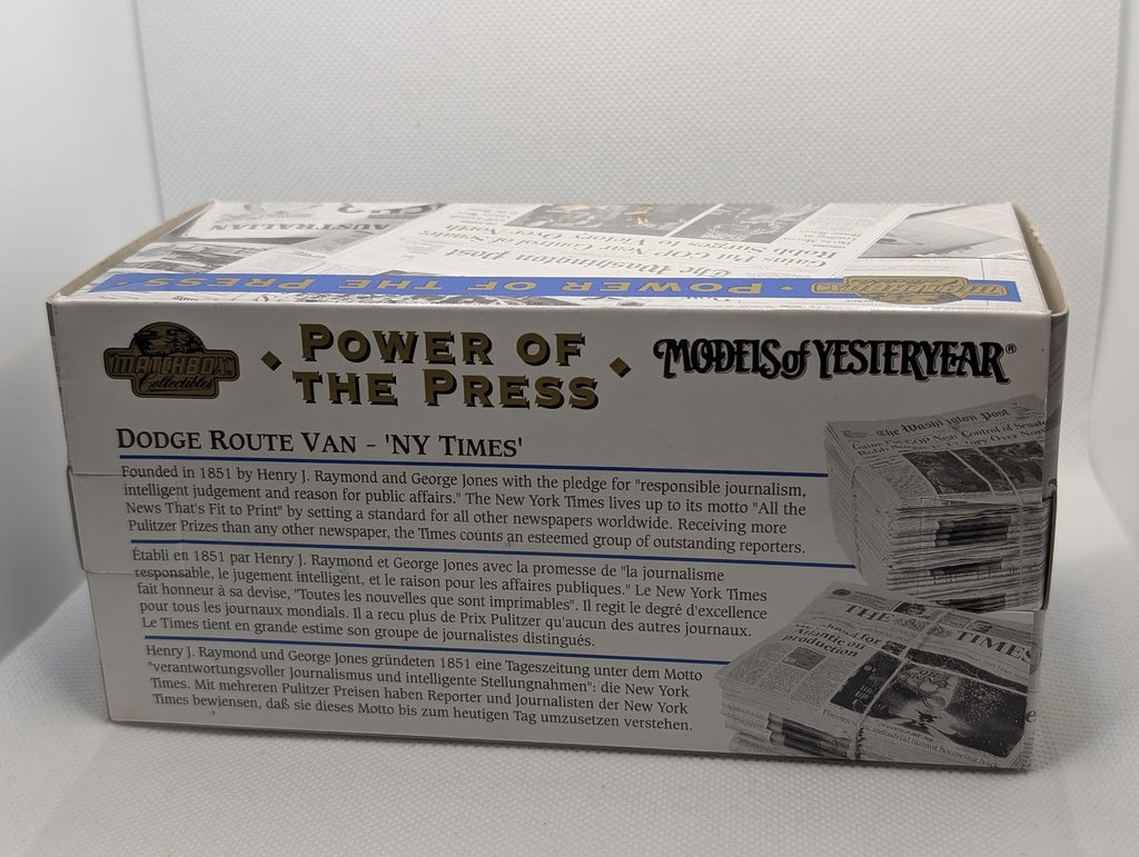Matchbox Collectibles YPP04 Dodge Route Van NY Times - Power of the Press (1995) Boxed, excellent
