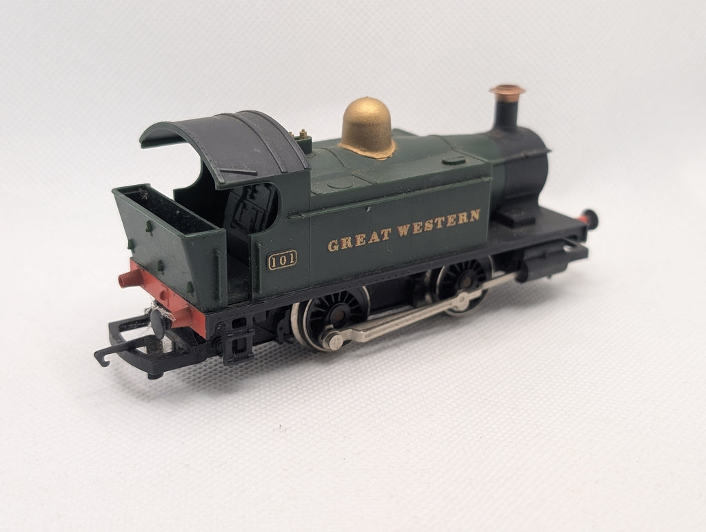 Hornby R077 OO Gauge GWR Class 101 0-4-0T Locomotive "Great Western" Green - Tested Runner (PRICED TO SELL, Missing 1 Buffer & Tender Coal, Unboxed)