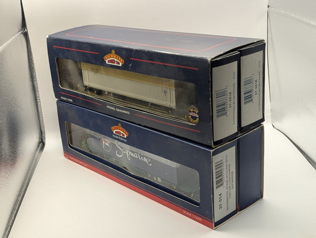 Pre-owned Bachmann Branchline Intermodal Wagon Lot: "Safmarine" & "Axis" (OO Scale) READ DESCRIPTION, TWO WAGONS ONLY