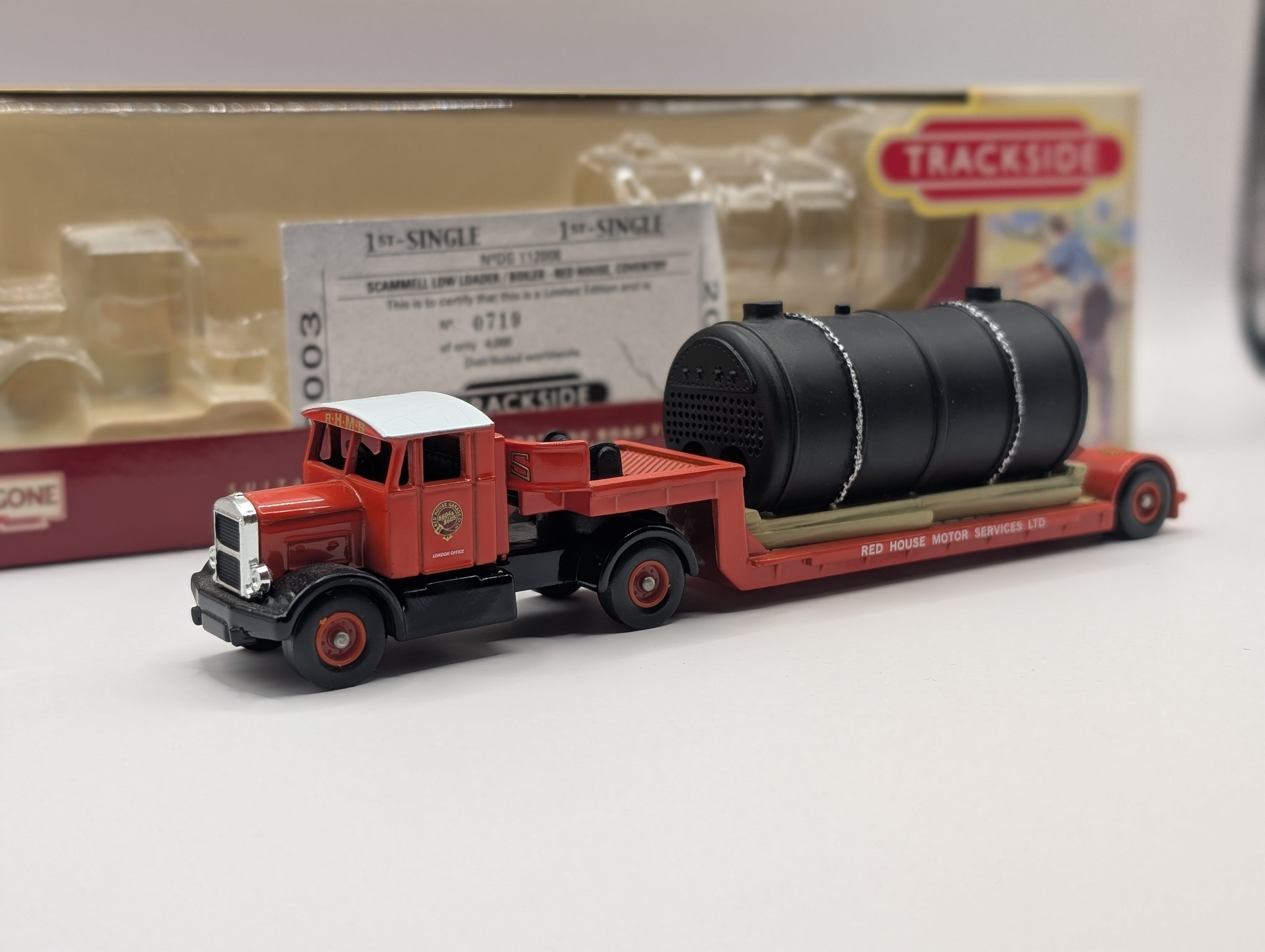 Lledo Trackside DG112008 Scammell Artic Low Loader & Boiler - Red House Motor Services