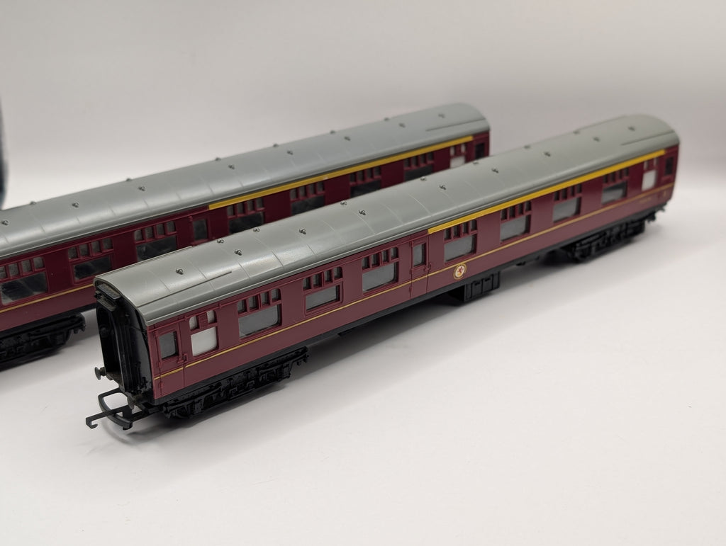 Tri-ang Hornby OO Gauge Mk1 Coaches Maroon Livery Bundle (BSK & 2x Composite) - Unboxed