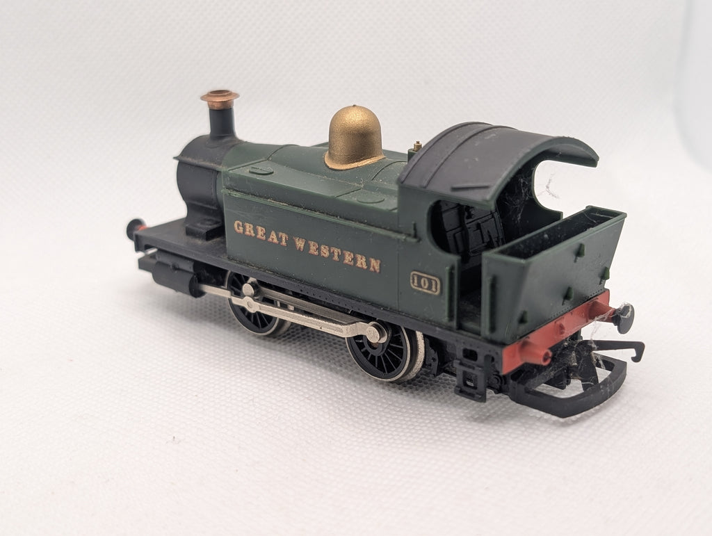 Hornby R077 OO Gauge GWR Class 101 0-4-0T Locomotive "Great Western" Green - Tested Runner (PRICED TO SELL, Missing 1 Buffer & Tender Coal, Unboxed)