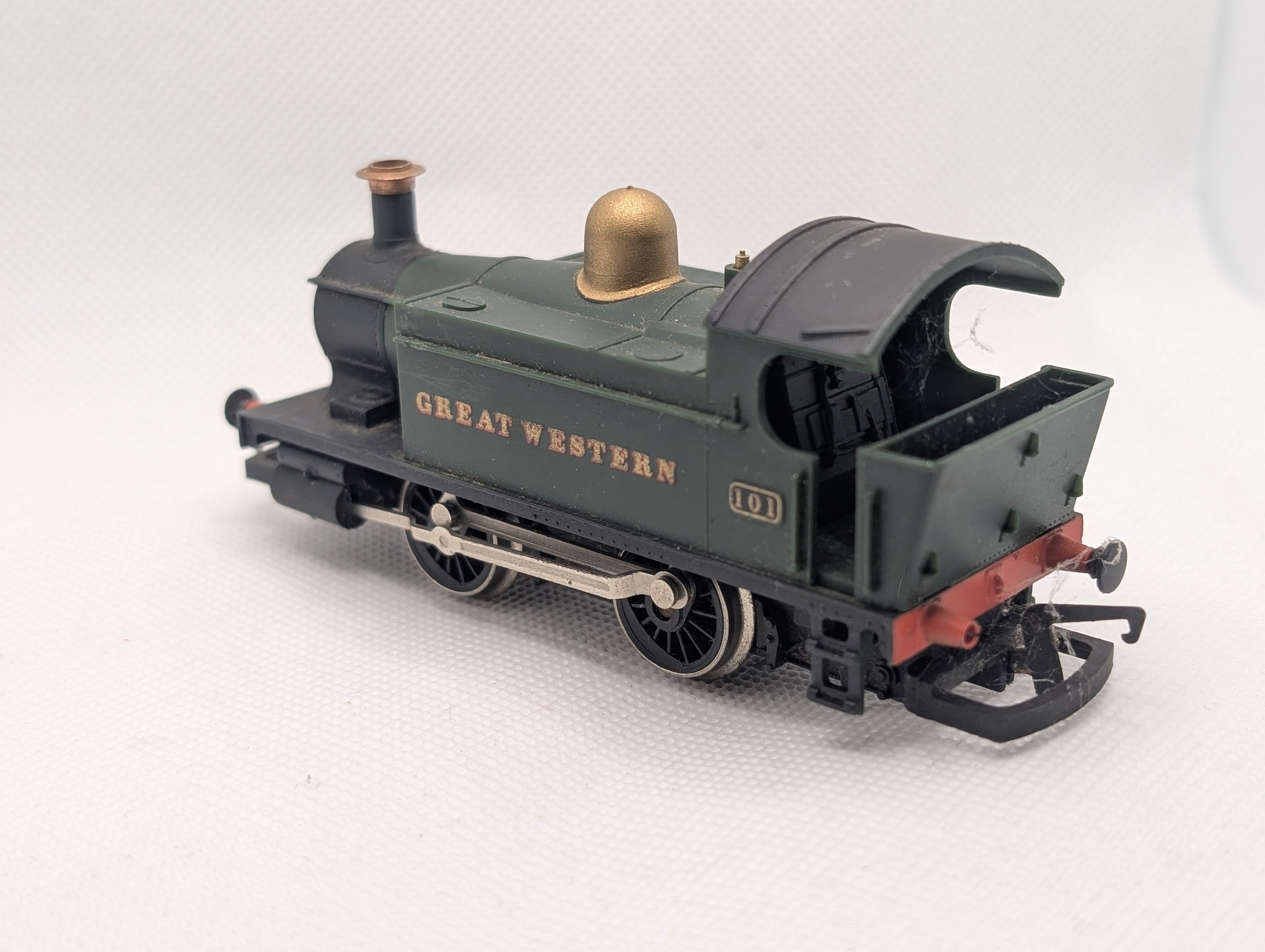 Hornby R077 OO Gauge GWR Class 101 0-4-0T Locomotive "Great Western" Green - Tested Runner (PRICED TO SELL, Missing 1 Buffer & Tender Coal, Unboxed)