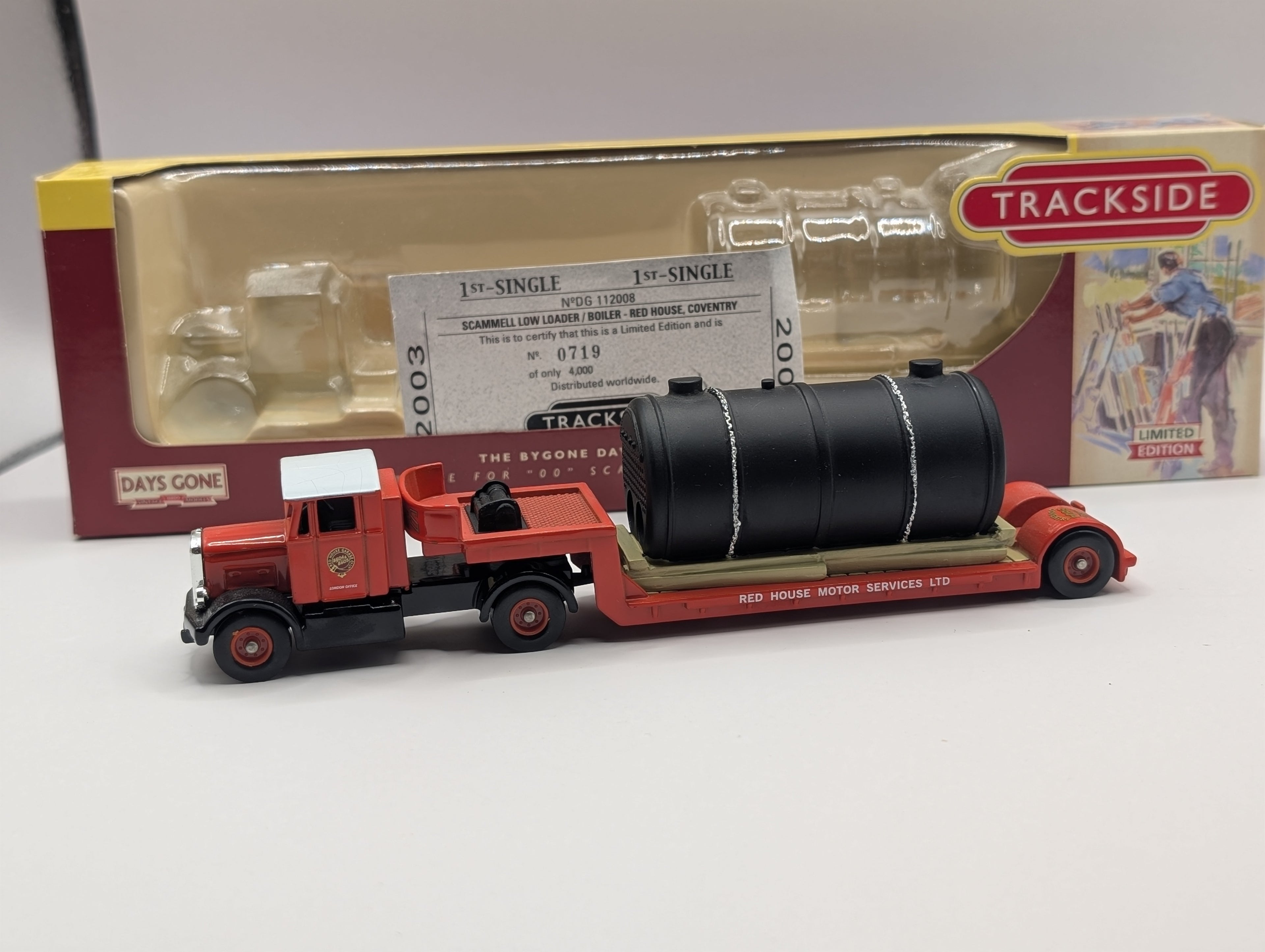 Lledo Trackside DG112008 Scammell Artic Low Loader & Boiler - Red House Motor Services