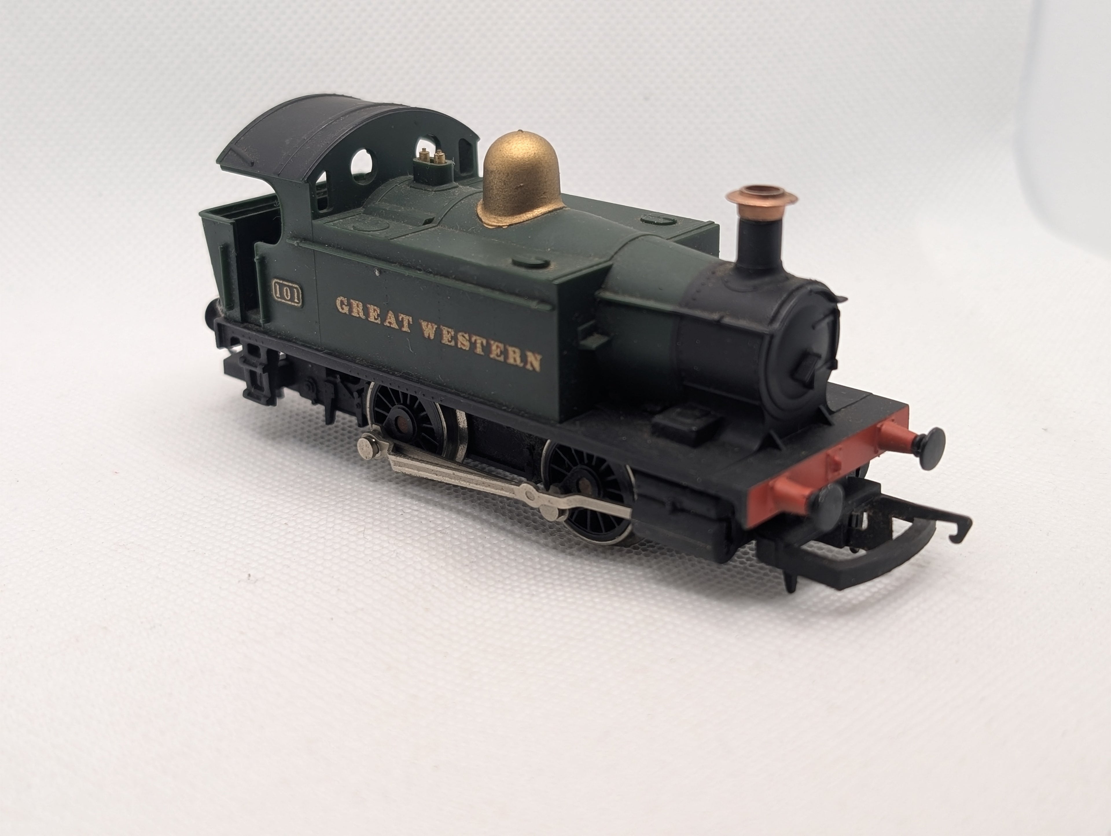 Hornby R077 OO Gauge GWR Class 101 0-4-0T Locomotive "Great Western" Green - Tested Runner (PRICED TO SELL, Missing 1 Buffer & Tender Coal, Unboxed)