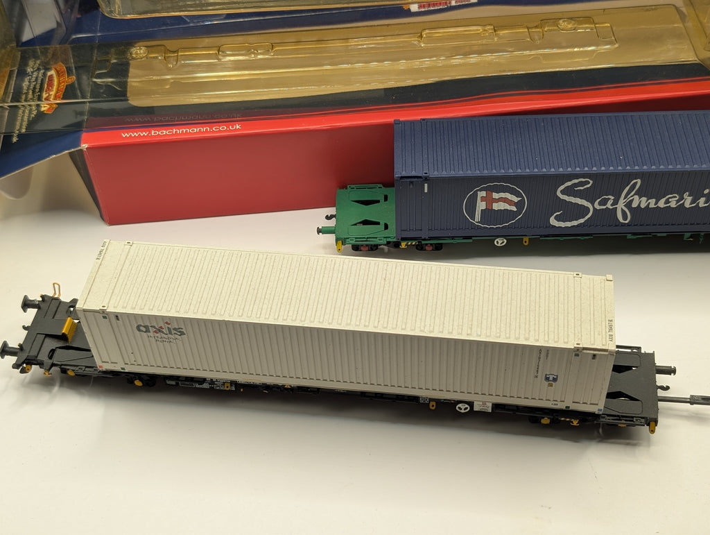 Pre-owned Bachmann Branchline Intermodal Wagon Lot: "Safmarine" & "Axis" (OO Scale) READ DESCRIPTION, TWO WAGONS ONLY