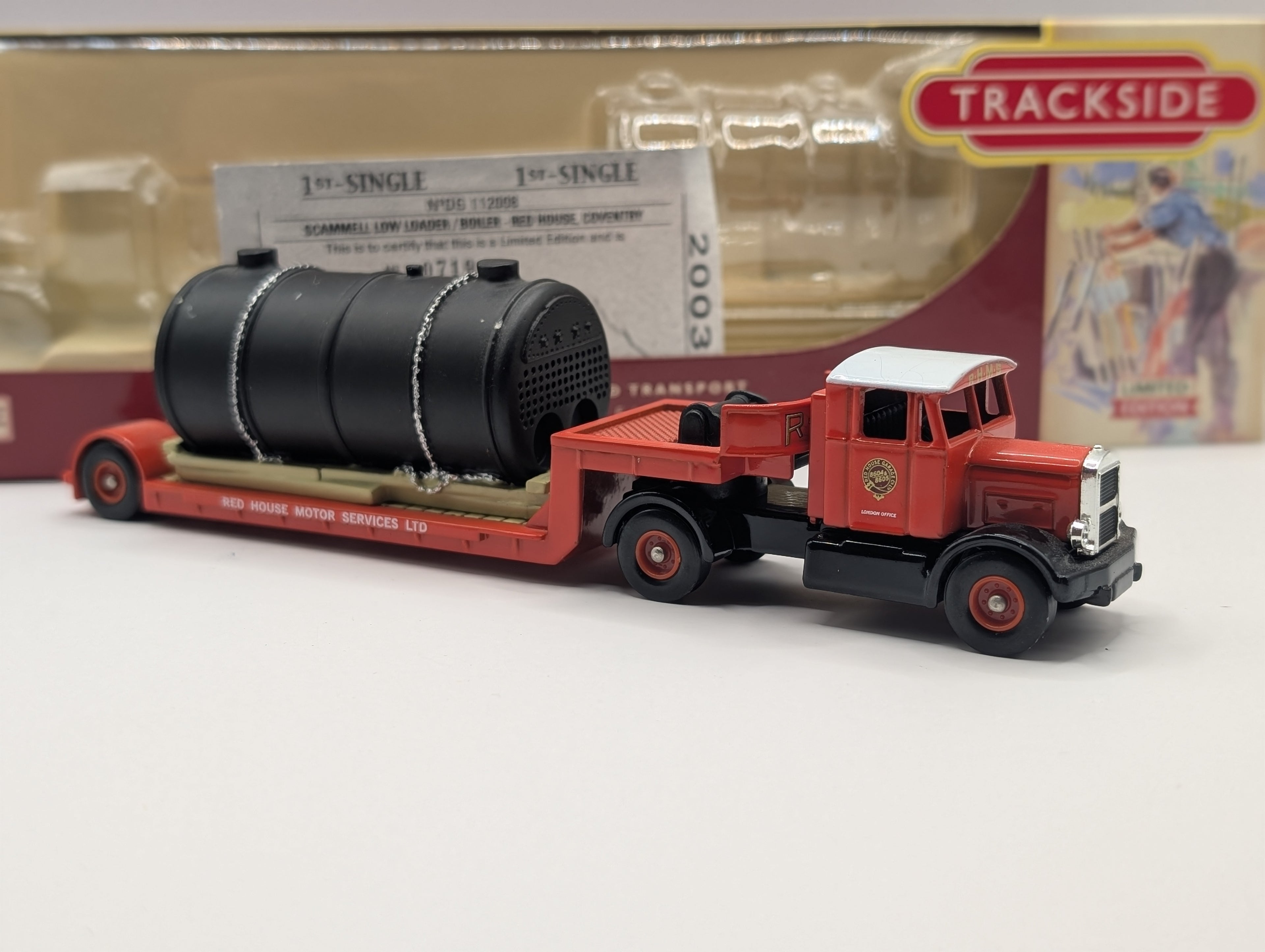 Lledo Trackside DG112008 Scammell Artic Low Loader & Boiler - Red House Motor Services