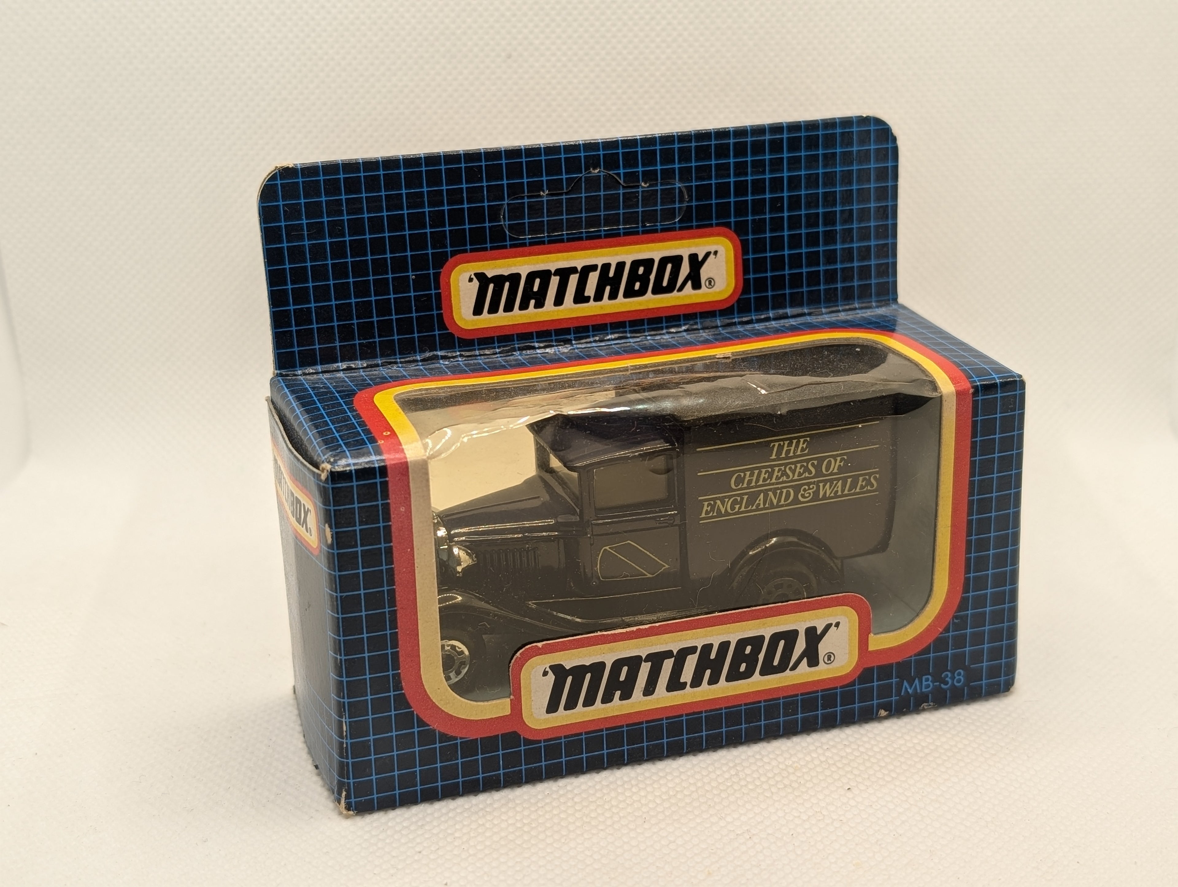Matchbox MB-38 Ford Model A Van - "The Cheeses of England and Wales" Dark Blue & Gold (New in Original Box)