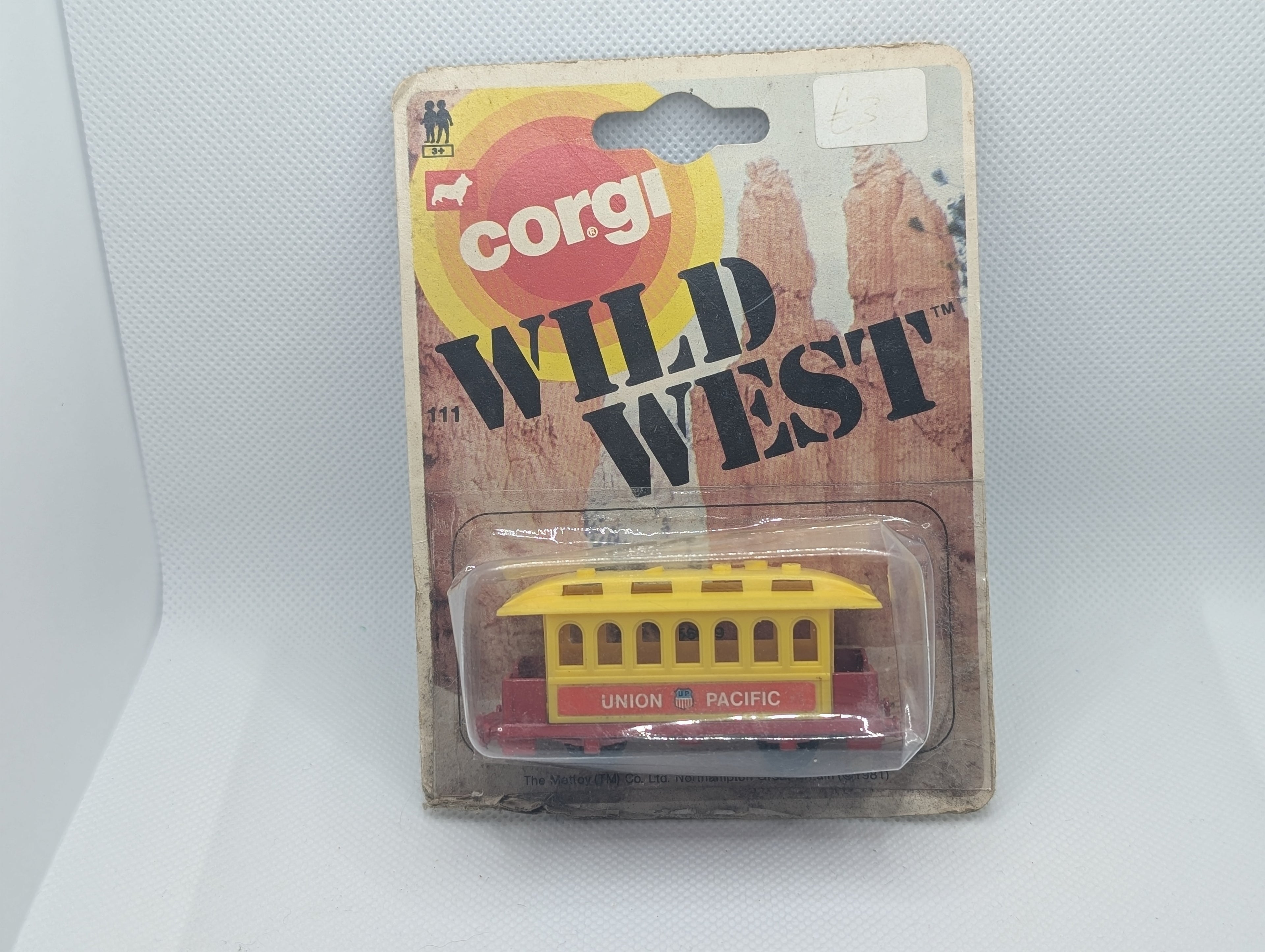 Vintage 1981 Corgi Juniors #111 Wild West Union Pacific Railroad Coach - Sealed in Original Blister Pack