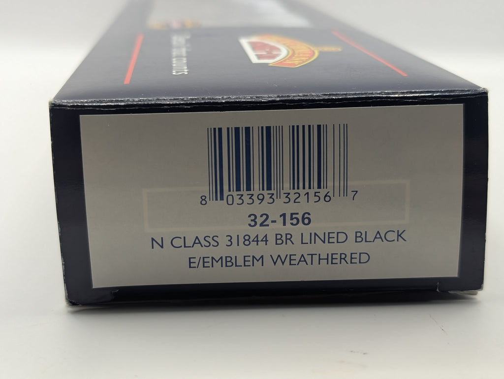 Pre-owned Bachmann Branchline 32-156 N Class 2-6-0 Locomotive - 31844 in BR Lined Black (Early Emblem, Factory Weathered, OO Scale)